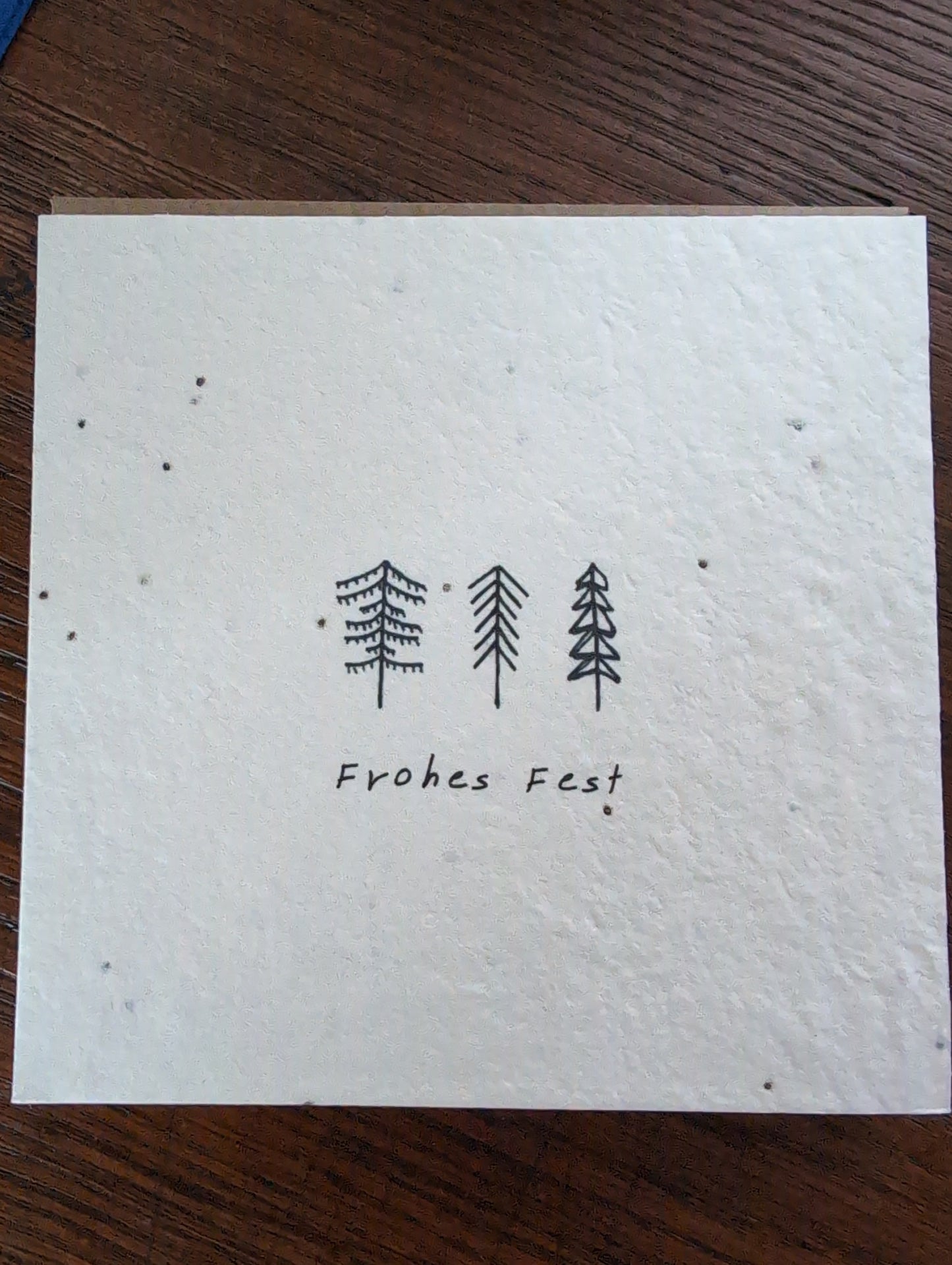 Einpflanzbare Grußkarte mit Umschlag FROHES FEST quadratisch