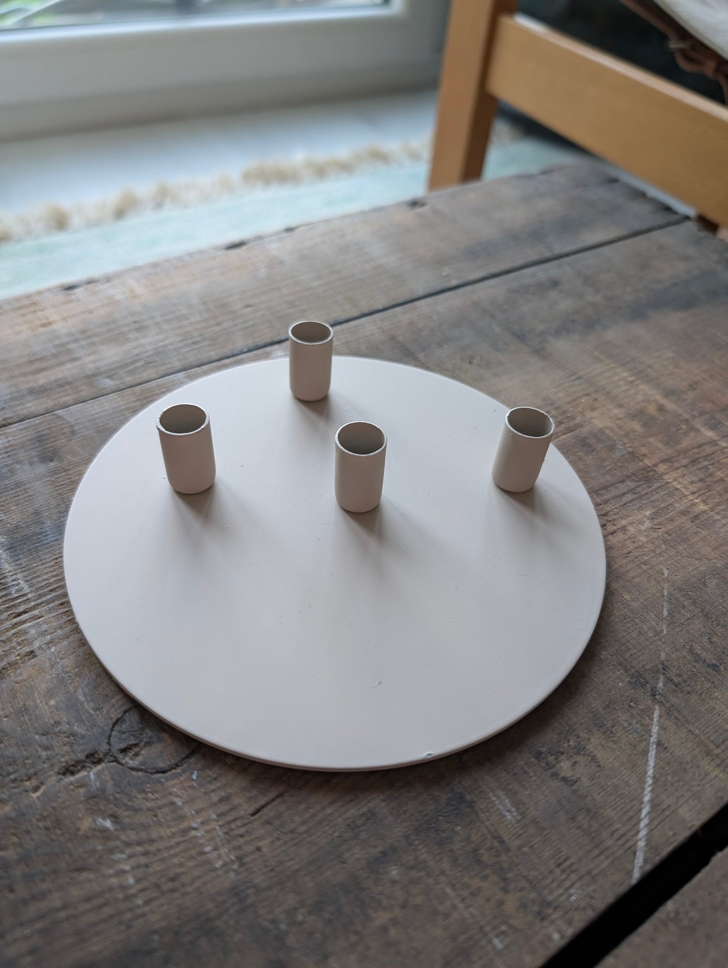 Adventskranz / Kerzenhalter beige