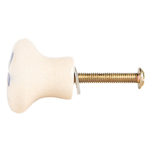 Möbelknopf Beige mit blauem Muster