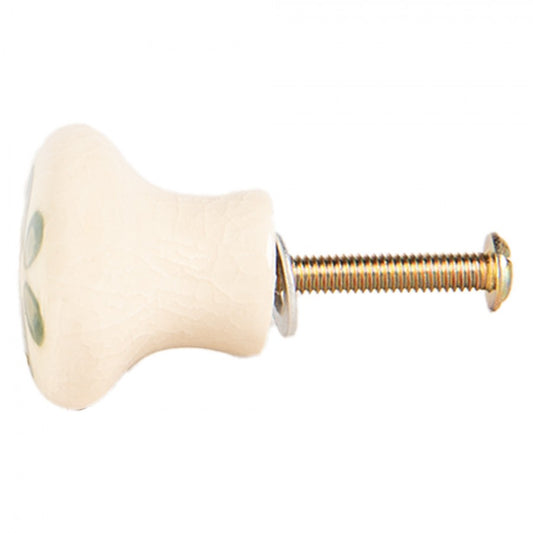 Möbelknopf Beige mit grünem Muster