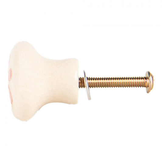 Möbelknopf Beige mit rotem Muster