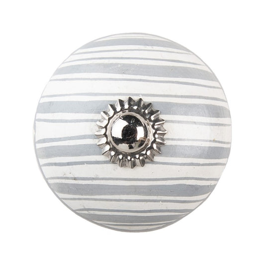 Möbelknopf grau weiß gestreift