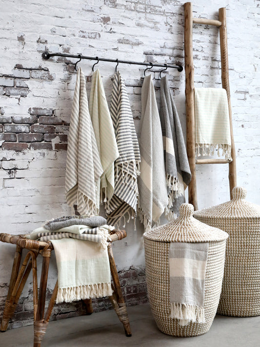 Handtuch Grün gestreift