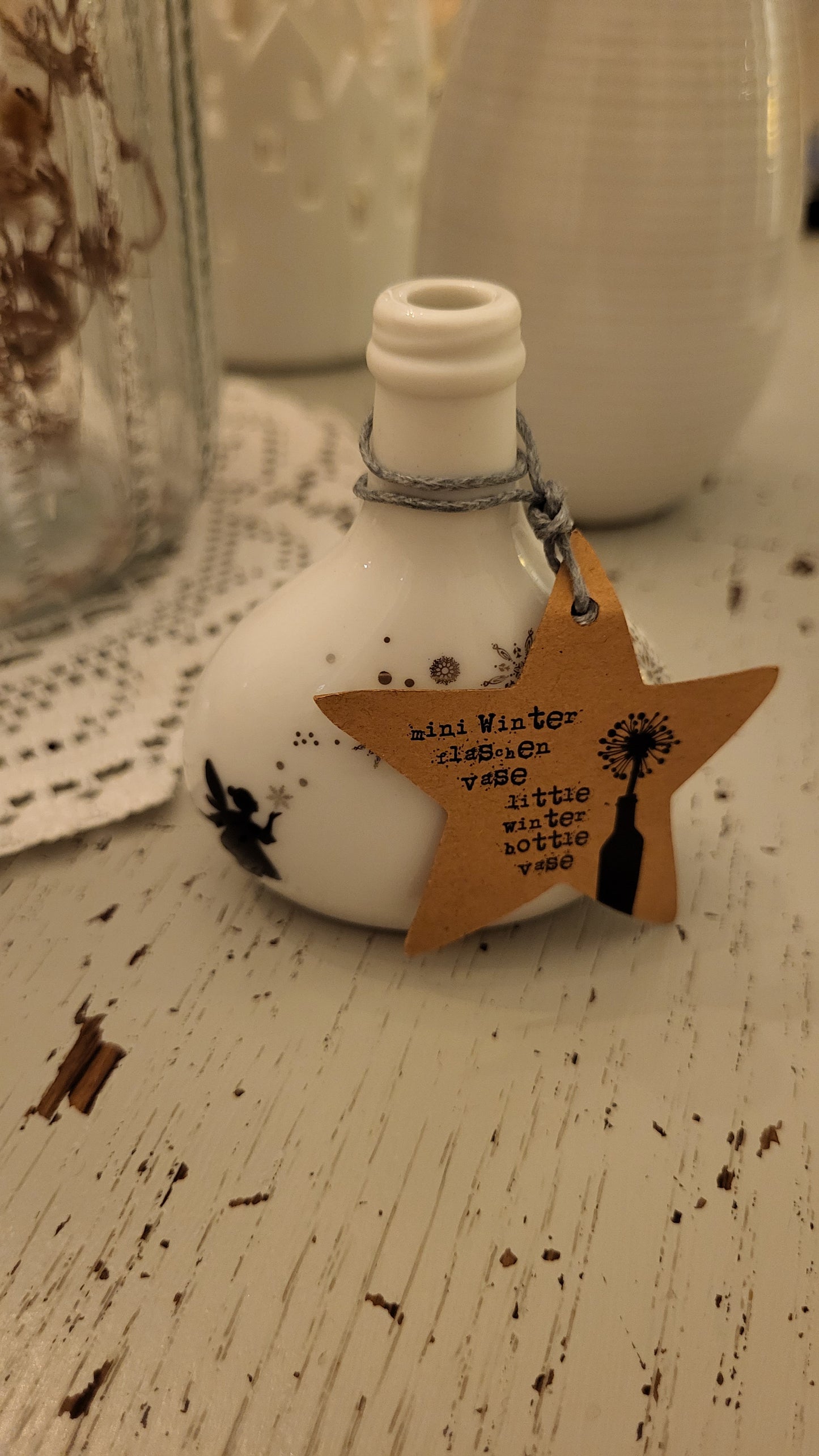 Mini Winter Flaschenvase "Fee"