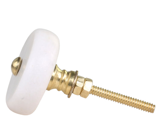 Möbelknopf Marmor weiß matt mit Messing