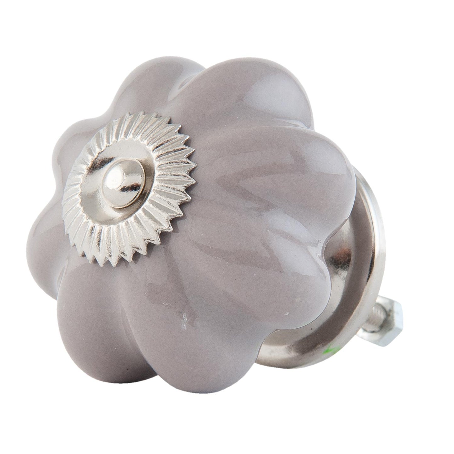 Möbelknopf Blume grau