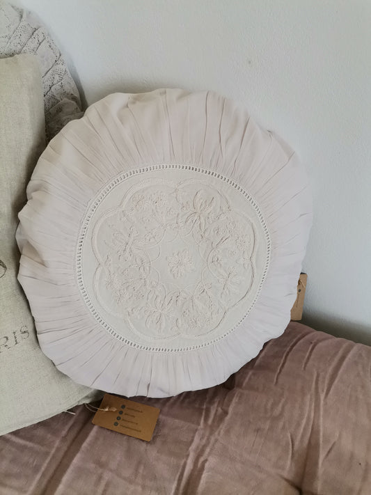 Kissenbezug rund 50cm "zart rose", "creme"