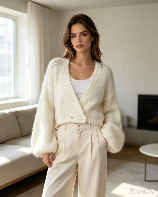 Wickeloberteil aus Mohair 7718: Ecru