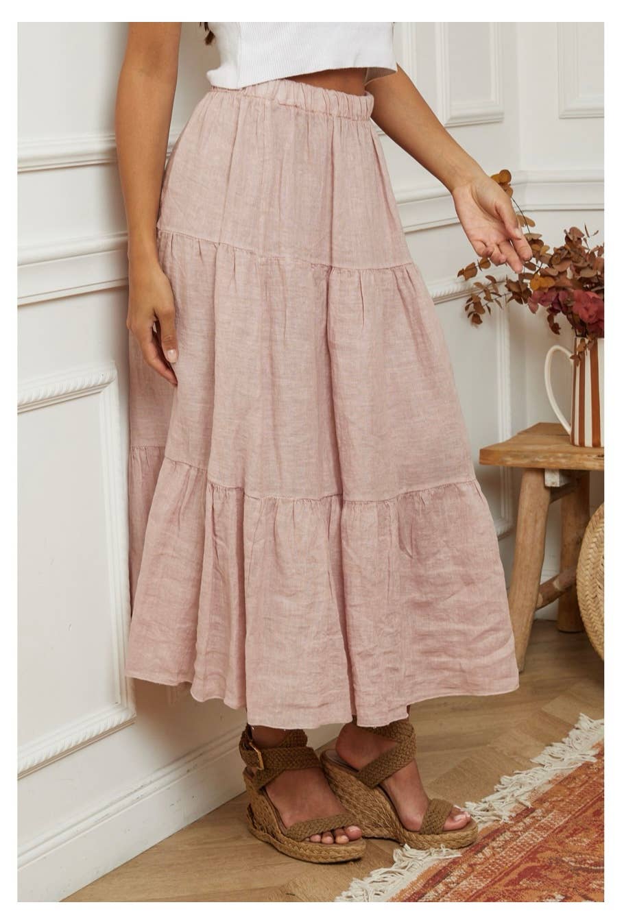 100 % Leinenrock 8348 Rosa