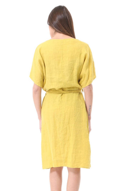 Langes Kleid aus 100% Leinen 1343 Anthrazit