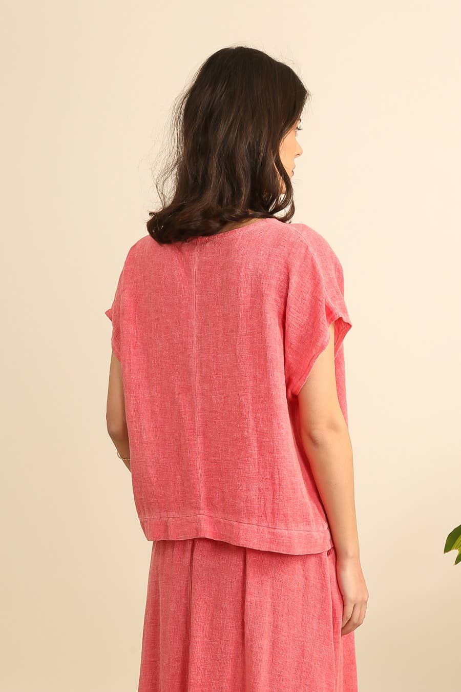 Bluse halb Leinen und halb Baumwolle 10645: Rose