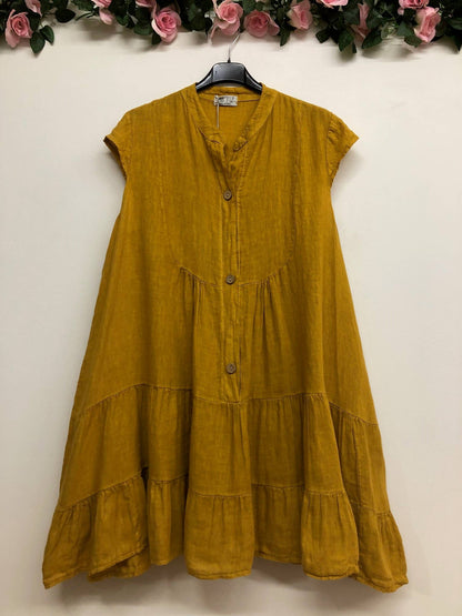 Kleid aus 100 % Premium-Leinen: Schwarz