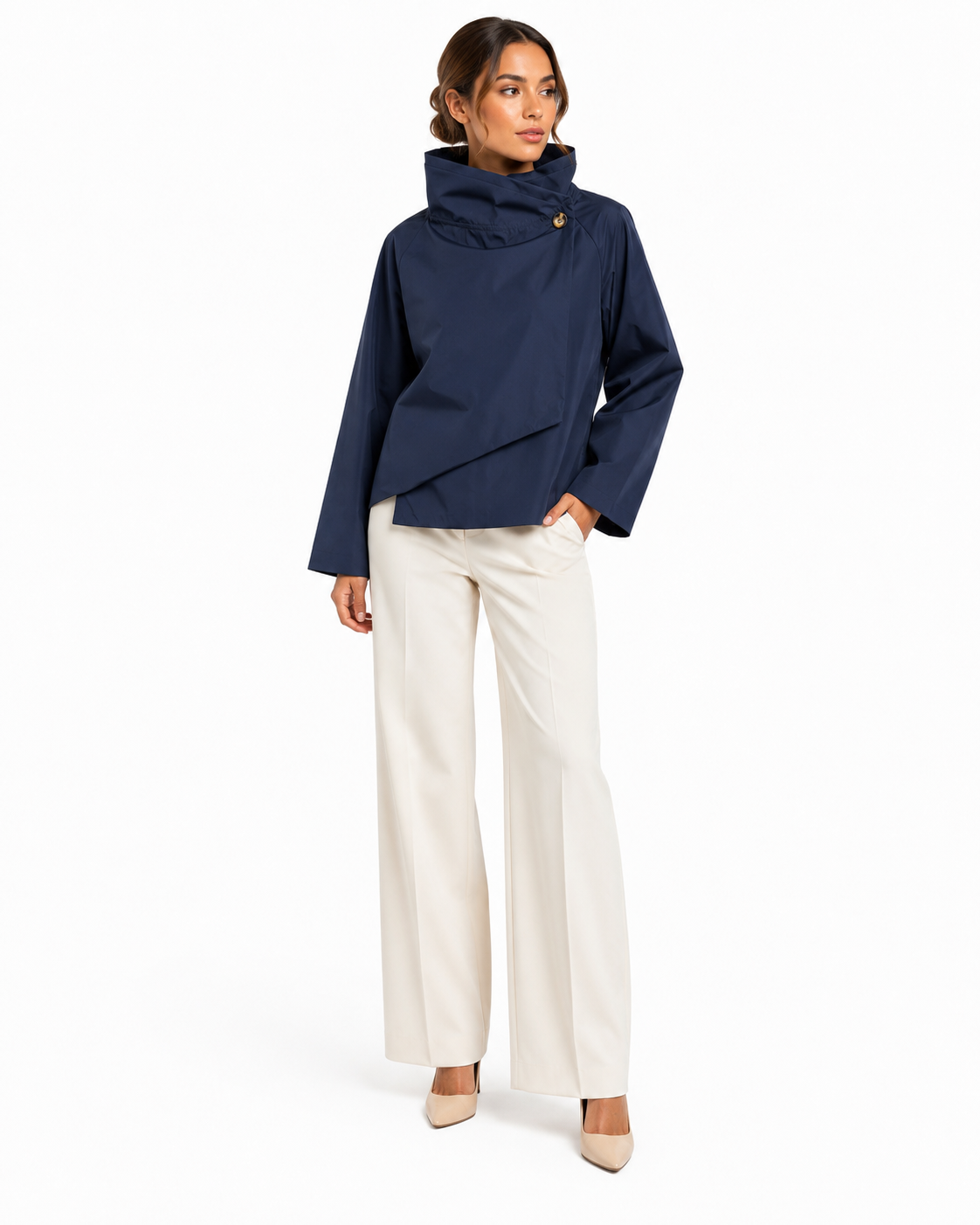 Leichte Jacke mit überkreuztem Stehkragen: Gris / 7690 Einheitsgröße