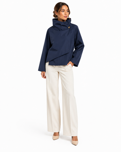 Leichte Jacke mit überkreuztem Stehkragen: Gris / 7690 Einheitsgröße