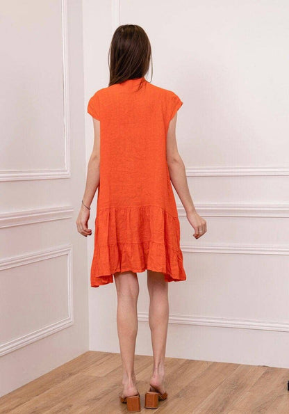 Kleid aus 100 % Premium-Leinen: Schwarz