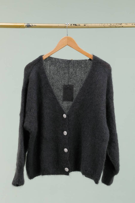 Mohair-Cardigan Anthrazit