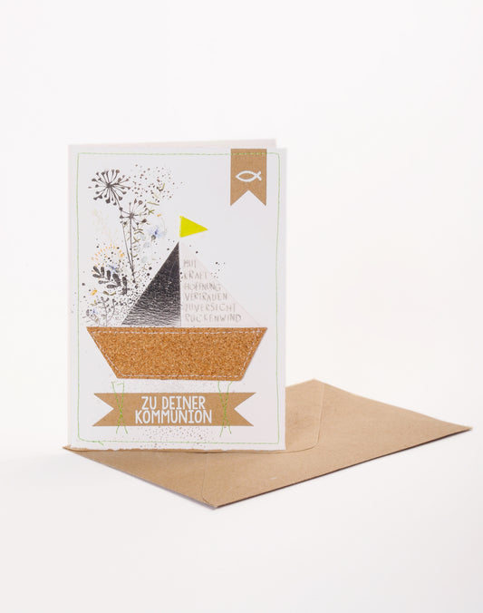 Konfirmationsblumenkarte Boot