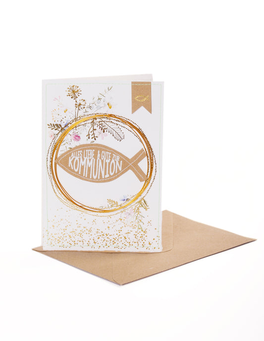 Konfirmationsblumenkarte Fisch