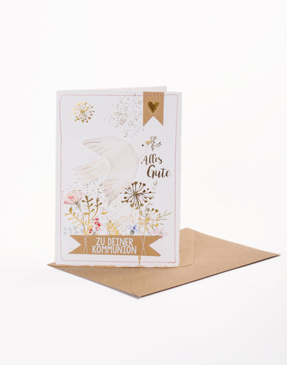 Konfirmationsblumenkarte Taube