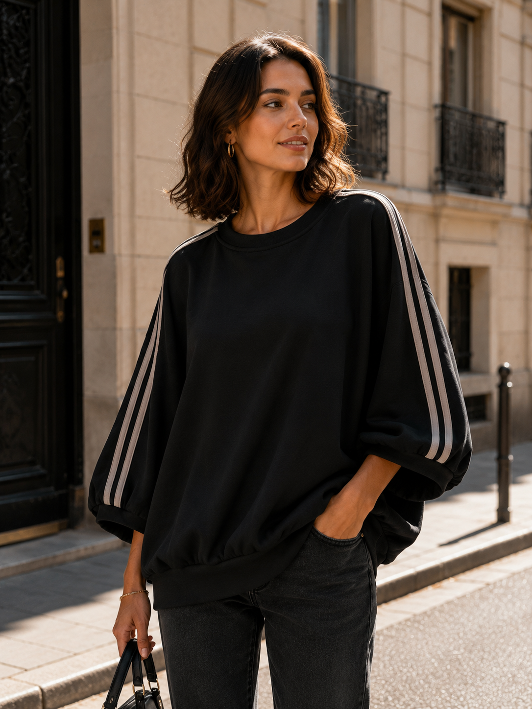 Oversize-Sweatshirt mit Fledermausärmeln: Marron / Taille unique 51511