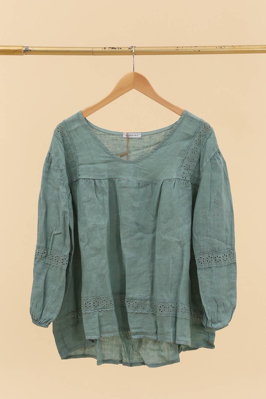 Bluse aus 100 % Leinen 58361: Marineblau