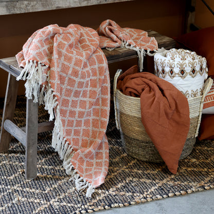 Decke aus Garnüberschuss terracotta 150x130cm