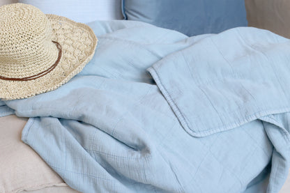 Decke / Tagesdecke / Quilt Vintage sky blue 180x130 cm