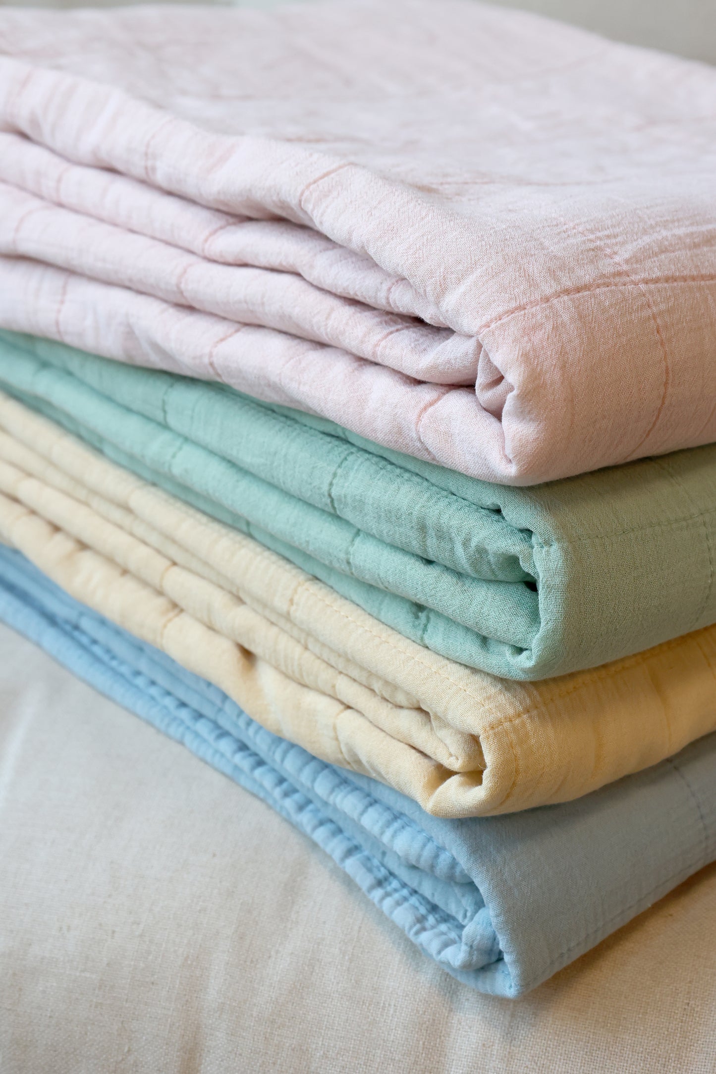 Decke / Tagesdecke / Quilt Vintage sky blue 180x130 cm