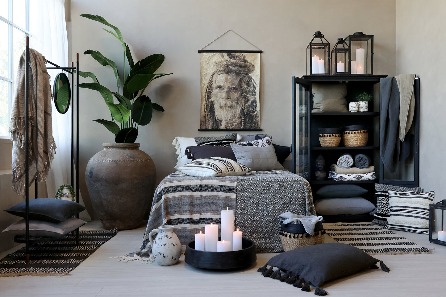 Decke / Tagesdecke / Quilt Vintage franz. grau 180x130 cm