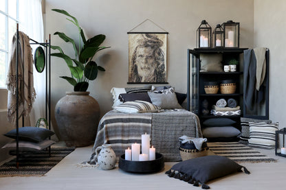 Decke / Tagesdecke / Quilt Vintage franz. grau 180x130 cm