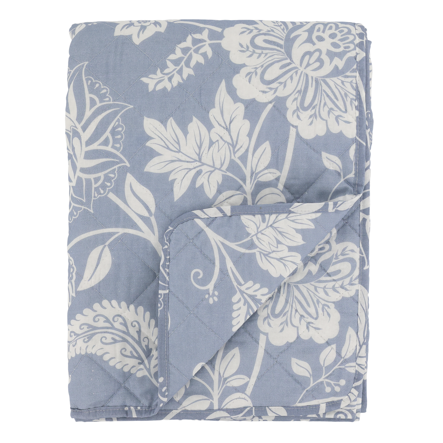 Decke / Tagesdecke / Quilt blau mit Blumenmuster 180x130cm