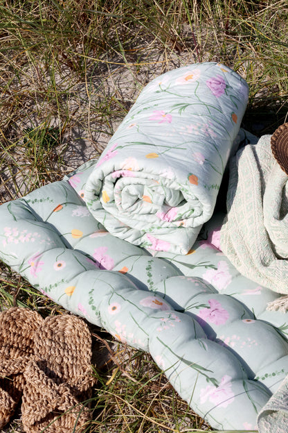 Matratze/Auflage mit Blumenmuster verte 100x60 cm