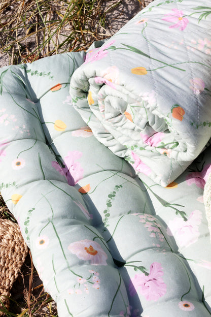 Matratze/Auflage mit Blumenmuster verte 100x60 cm