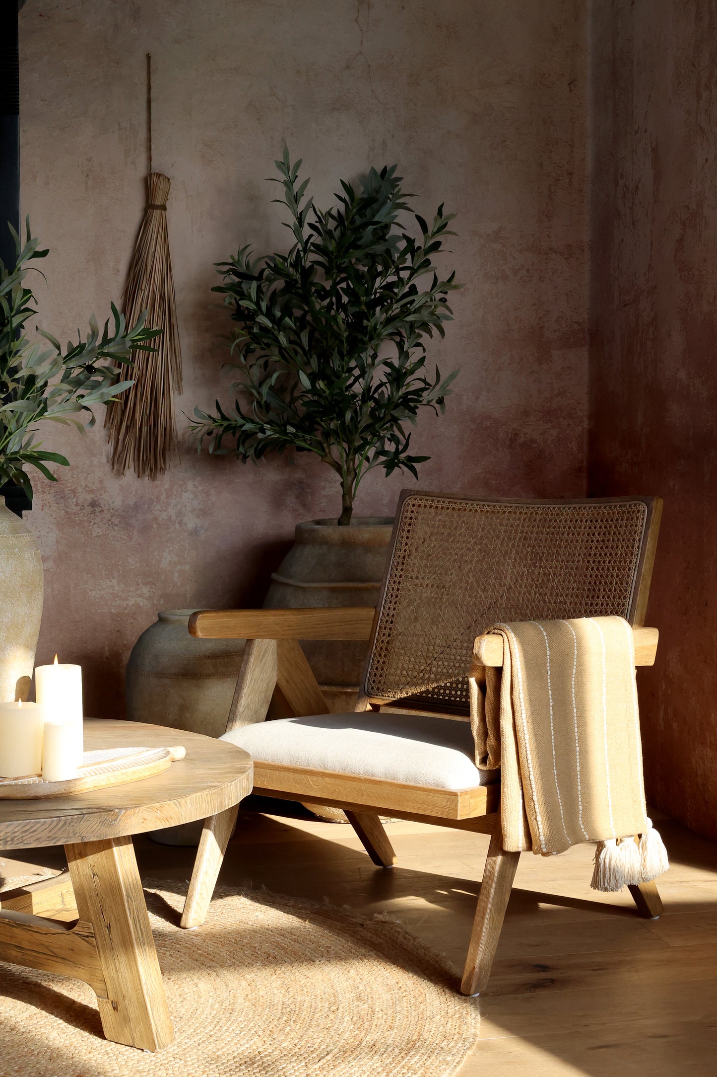 Decke aus Garnüberschuss honig 150x130cm