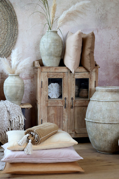 Decke aus Garnüberschuss honig 150x130cm