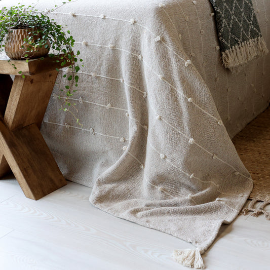 Decke / Bettdecke aus Garnüberschuss latte 260x240cm