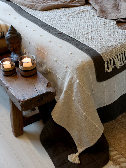 Decke / Bettdecke aus Garnüberschuss latte 260x240cm