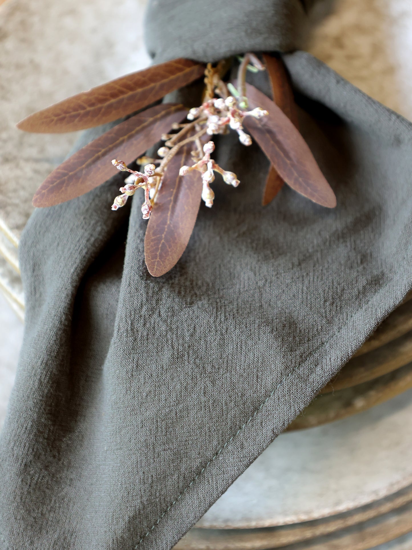 Serviette aus Stoff 40x40 cm olive