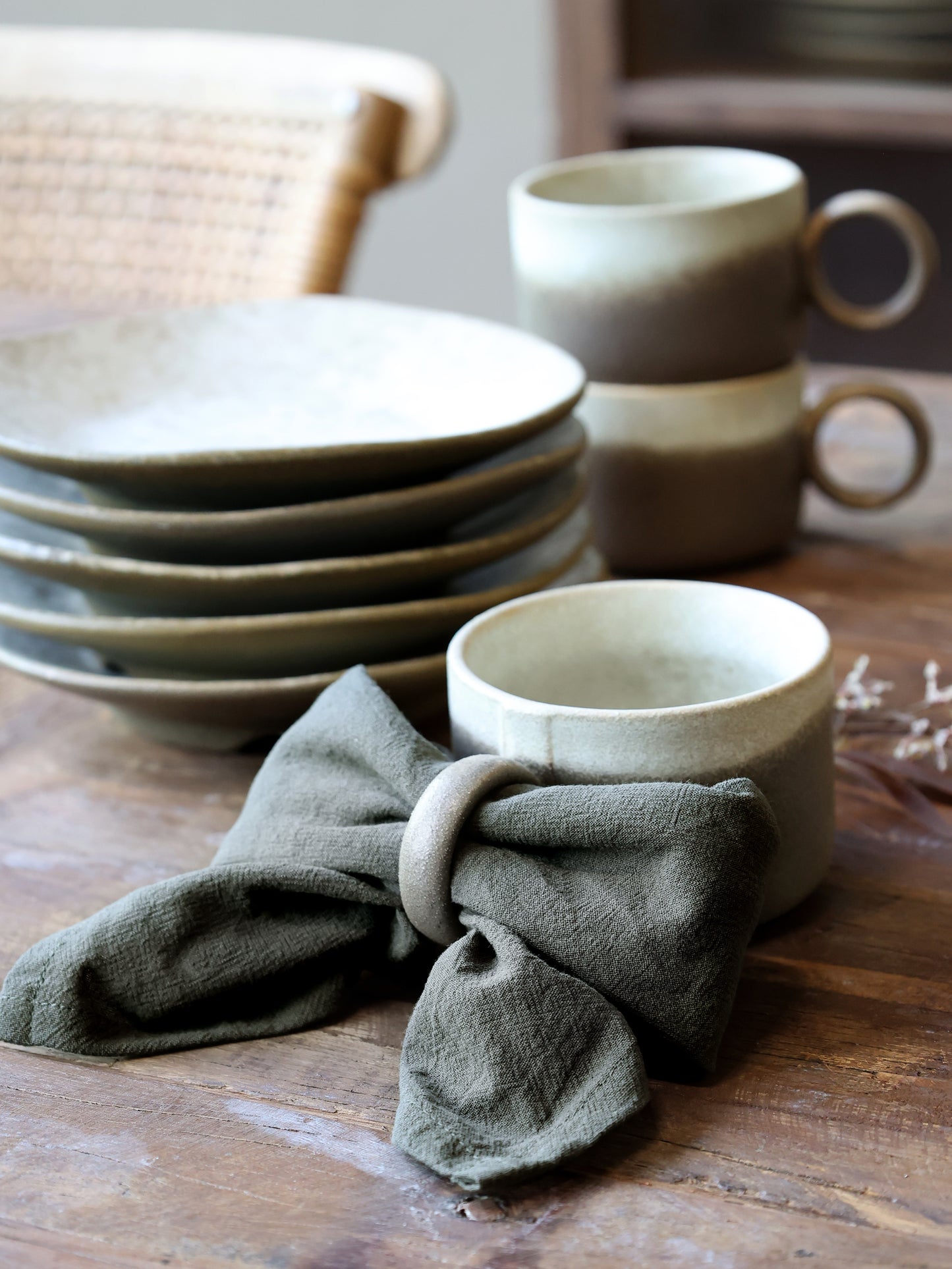 Serviette aus Stoff 40x40 cm olive