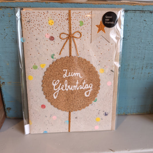 Konfettipapierkarte "Zum Geburtstag"