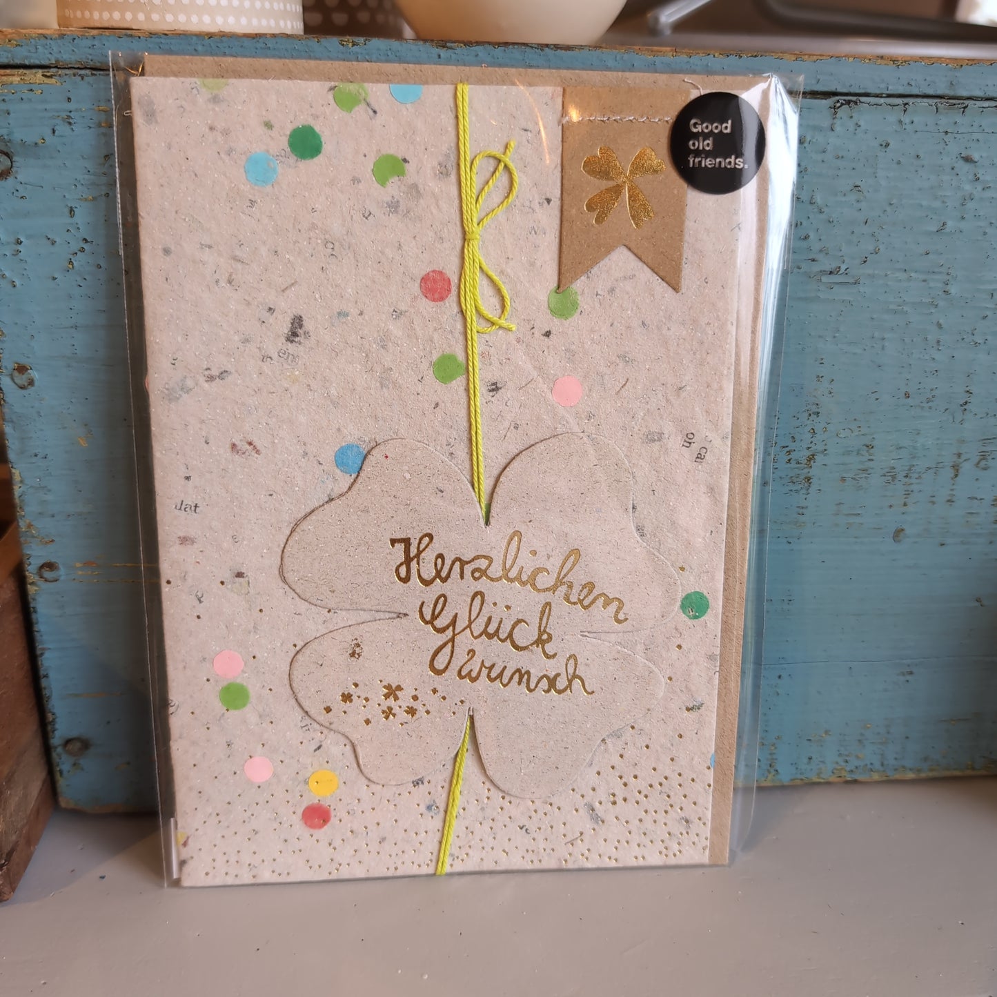 Konfettipapierkarte "Herzlichen Glückwunsch"
