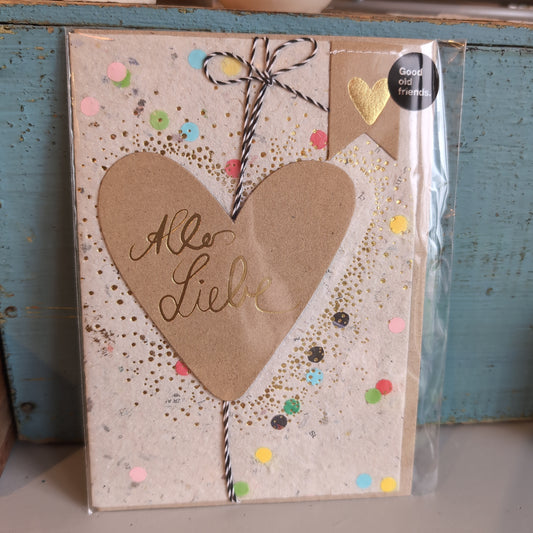 Konfettipapierkarte "Alles Liebe"