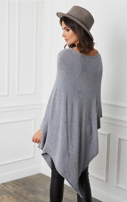 Poncho für Damen mit unsichtbarem Sternenmuster: Grau