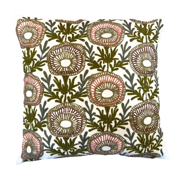 Kissen gestickter Blumenkreis 50x50 cm