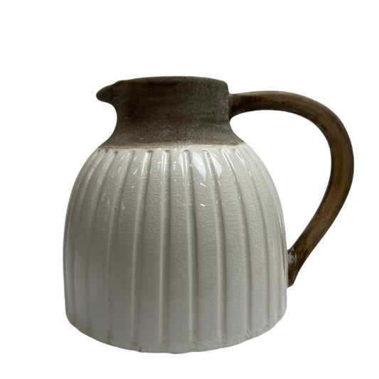 Krug Keramik, weiß/braun
