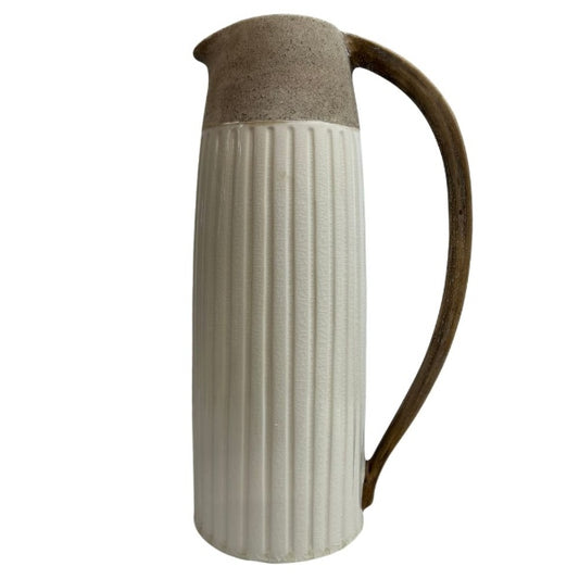 Krug Keramik groß, weiß/braun