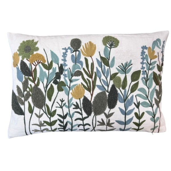 Kissen 40x60 bestickte Blume weiß