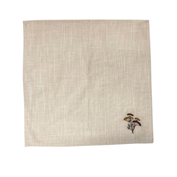 Serviette aus Stoff bestickte Hogweed-Blume, cremefarben, 45x45 cm