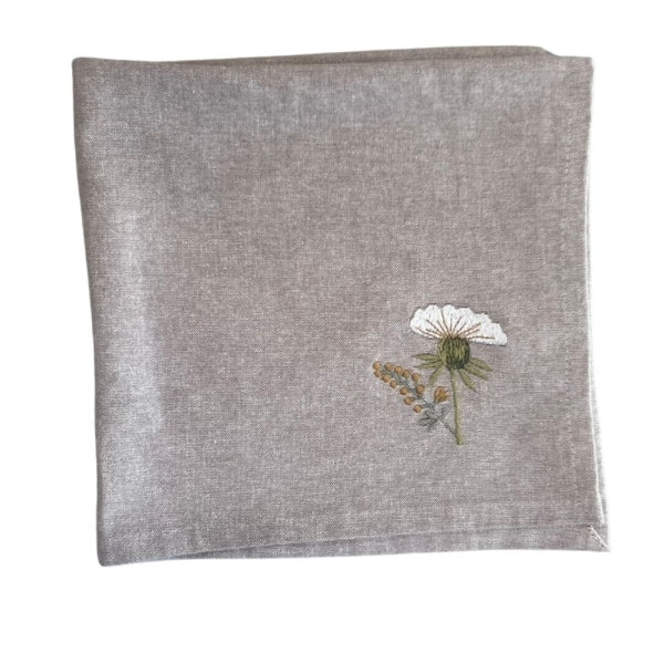 Serviette aus Stoff bestickte weiße Lilie, beige, 45x45 cm