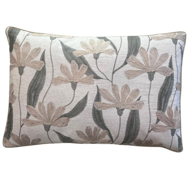 Kissen Jute 40x60 bestickt mit Blumen